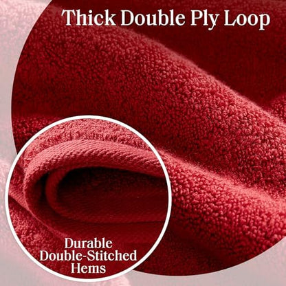 Madison Park 800GSM 100% Cotton Bathroom Bath Towel Set of 8, Bright Red