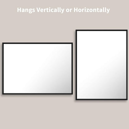 LOAAO 22"X30" Black Rectangle Bathroom Mirror Wall, Matte Black Aluminum Alloy Frame, Hangs Vertically or Horizontally, Easy to Install