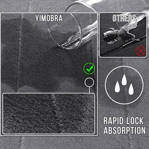 Yimobra Memory Foam Bathroom Mat Set, 31.5 x 20 & 24 x 17 in, Dark Gray