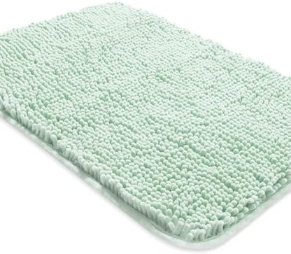 Yeaban Chenille Spa Blue Bathroom Rug 17"x24", Non-Slip Rubber Backing