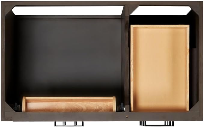 ARIEL Hepburn 36-inch Bathroom Vanity Base Cabinet,Solid Wood, 2 Soft Closing Doors, 5 Dovetail Drawers, Brown Oak
