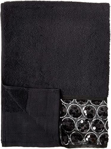 Zahari Home Sinatra Modern Bathroom Towel Set 3 Piece Towel Bath Towel, Hand Towel and Wash Towel Luxury Contemporary Decor Bling Black Bath Towel Sets Soft, Plush and Highly Absorbent
