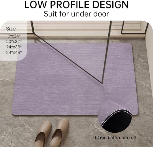 Mecko Bath Mat Ultra Thin Lavender Purple, 24"x36"