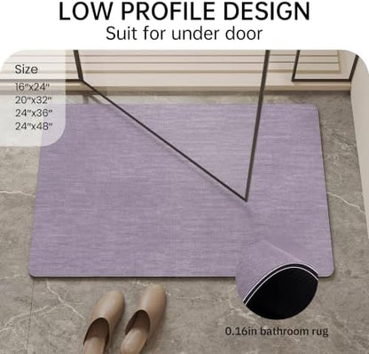 Mecko Bath Mat Ultra Thin Lavender Purple, 24"x36"