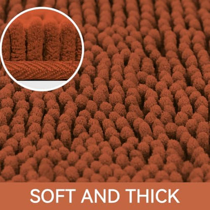 Bcoimo Bath Rug Mat,70x24 Extra Soft Burnt Orange Long Bathroom Runner Rug