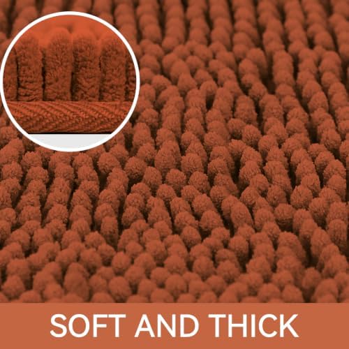 Bcoimo Bath Rug Mat,48x24 Extra Soft Burnt Orange Long Bathroom Runner Rug