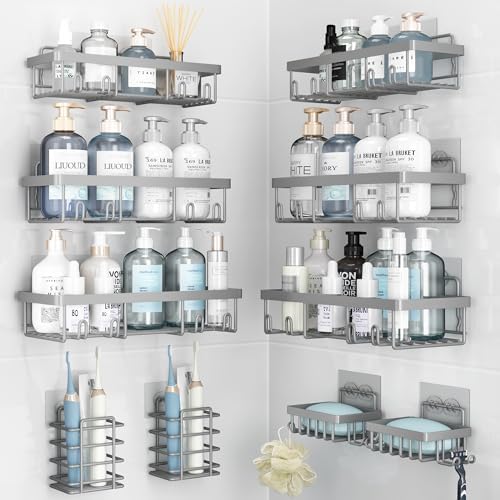 Liuoud 10 Pack Shower Caddy for Inside Shower, Grey Bathroom Storage Decor