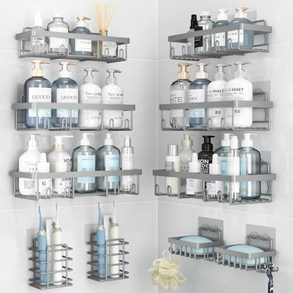 Liuoud 10 Pack Shower Caddy for Inside Shower, Grey Bathroom Storage Decor