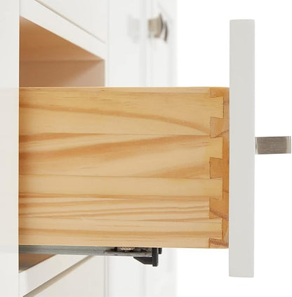 ARIEL Bristol 72-inch Bathroom Vanity with Sink,Solid Wood, 1.5-inch Italian Carrara Marble Countertop, Double Rectangular Porcelain Sink, 4 Soft Closing Doors, 4 Dovetail Drawers, White