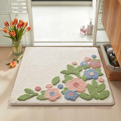 LUMI Square Bathroom Rug 32x32, Soft Absorbent Bath Mat, Non Slip