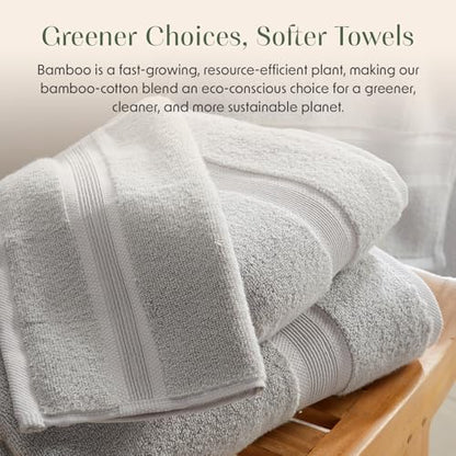 Springtree Home Luxury Bamboo Rayon Bath Towel Set | 6-Piece Set | Grey