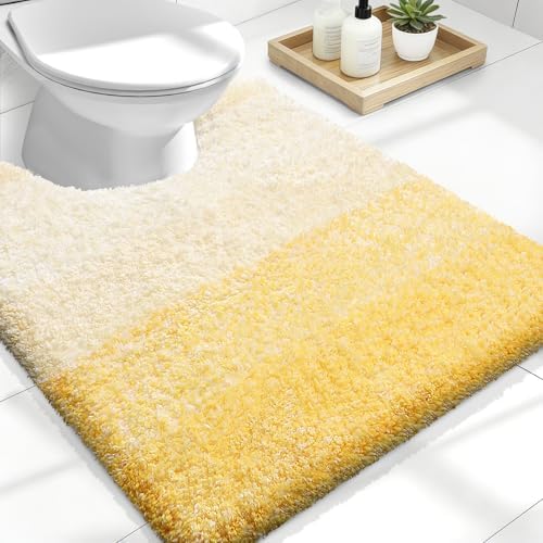OLANLY Luxury Toilet Rugs U-Shaped 24x20, Soft Absorbent Microfiber Mat