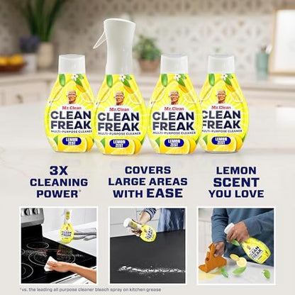 Mr. Clean Clean Freak Multi Surface Cleaning Spray, Deep Cleaning Mist Starter Kit and Refill Bundle, Lemon Zest Scent, 64 fl oz