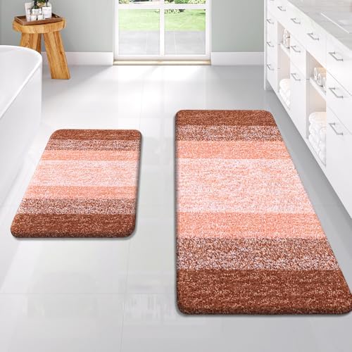 OLANLY Micorfiber Bathroom Rug Set 2 Piece, 47"x20"+24"x16"