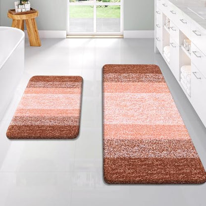 OLANLY Micorfiber Bathroom Rug Set 2 Piece, 47"x20"+24"x16"