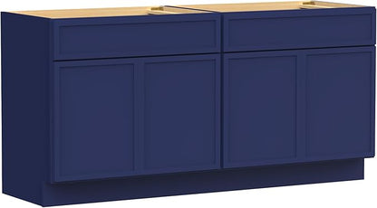 Vanity Art 78 Inch Bathroom Vanity Base Cabinet Double Sink Top (Without Sink), Soft Closing Door, Storage Unassembled Cabinet, Blue, 2ea 39 Inch Cabinet Combo