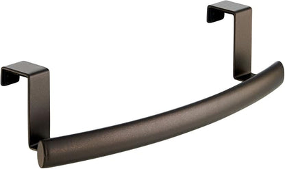 mDesign Steel Over Door Curved Towel Bar Storage, Hanger for Cabinet or Cupboard, Holder Rack for Kitchen, Bathroom - Holds Hand/Dish Towels, Washcloths - Spira Collection - 2 Pack - Bronze