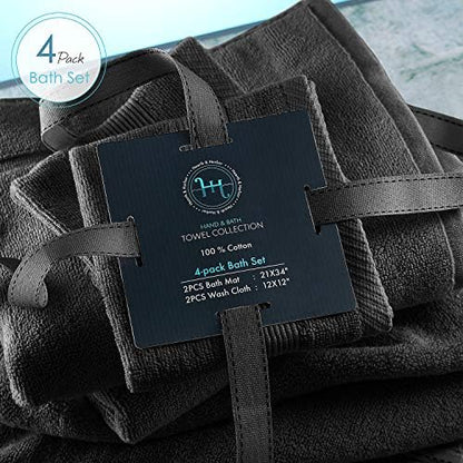 Hearth & Harbor Bath Towels - 100% Ring Spun Cotton Luxury Towels - Ultra Soft & Highly Absorbent, Bathroom Towels. Floor Mat, Black