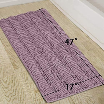 Turquoize Bathroom Runner Rug 17"x47", Soft Absorbent Chenille Bath Rug