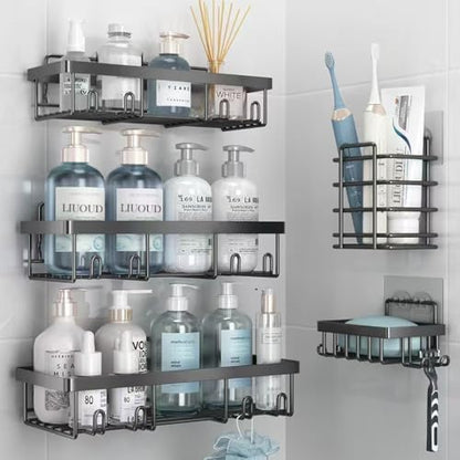 Liuoud 5 Pack Shower Caddy for Inside shower, Dark Grey Bathroom Storage