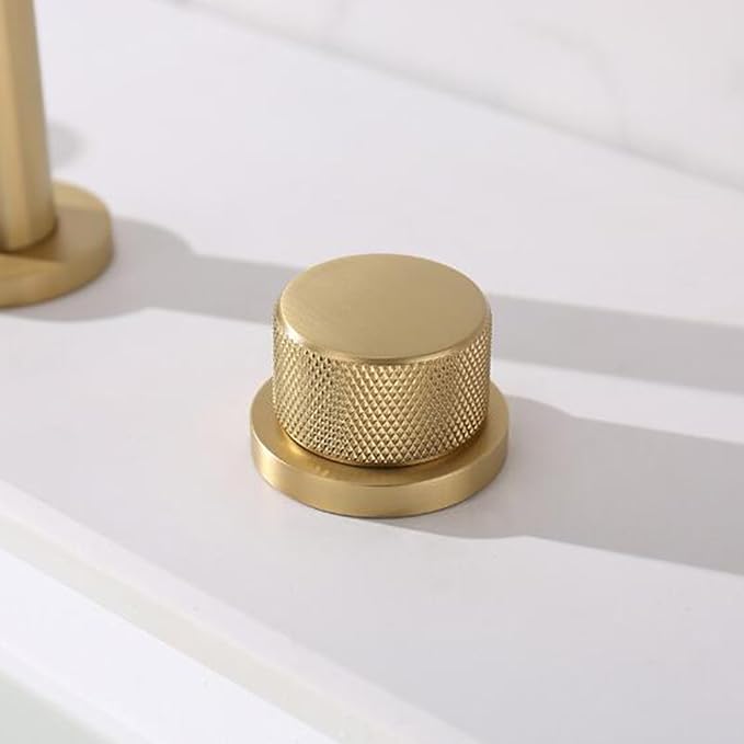 3 Hole Basin Mixer Faucet Pull Brass 3 Hole Bathroom Faucets Dual Mode 2 Handles-Brushed Gold