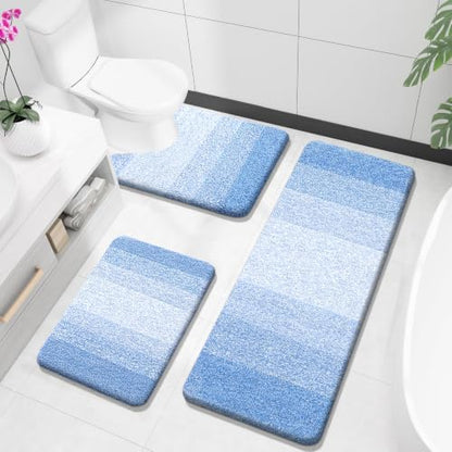 OLANLY Microfiber Bathroom Rugs Sets 3 Piece, 47"x20"+24"x16"+24"x20"