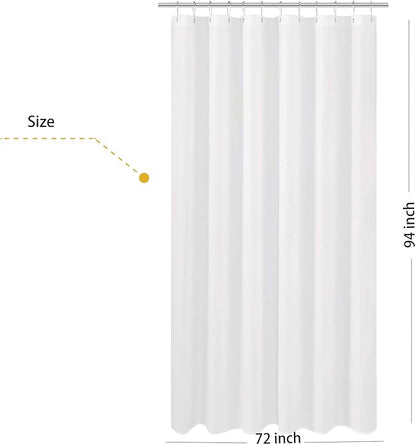 N&Y HOME Extra Long Fabric Shower Curtain or Liner 72 x 94 inch, Hotel Quality, Washable, White Bathroom Curtains with Grommets, 72x94