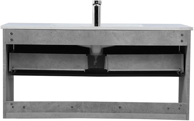 40 Inch Single Bathroom Floating Vanity in Concrete Grey