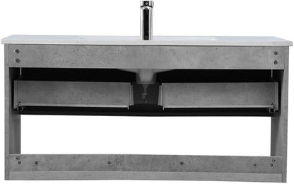 40 Inch Single Bathroom Floating Vanity in Concrete Grey