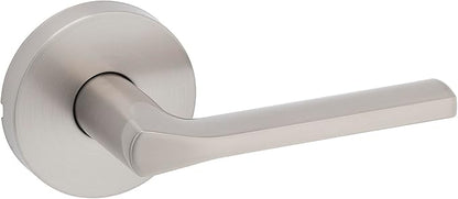Kwikset Lisbon Interior Passage Door Handle, Round Lever for Closet and Hallway Doors, Reversible Non-Locking Handle Lever, Satin Nickel, with Microban Protection