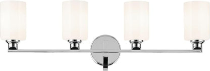 Kichler Gioe 32.25" 4-Light Vanity Light with Opal Glass in Chrome, Damp Rated, for Bathroom, Powder Room, Over a Mirror, (32.25" W x 10.5" H), 55227CH