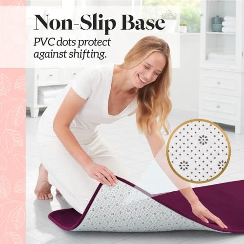 Memory Foam Bath Mat Non Slip Absorbent Super Cozy Velvet Bathroom Rug Carpet (22 inches X 36 inches, Eggplant)
