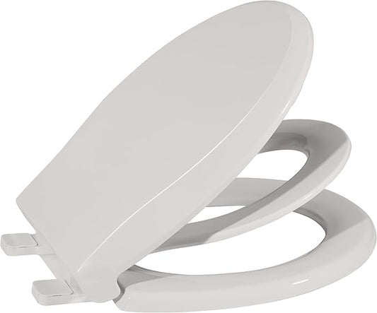 Round Toilet Seat for Adult and Child, Built-In Potty Training with Soft Quiet Close Non-Slip Design, Magnetic Children’s Seat and Cover for Round/Oval Toilets, Biscuit Color