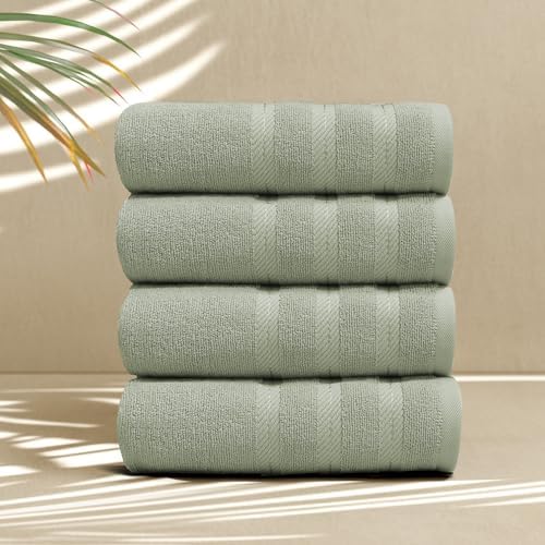 Hearth & Harbor Luxury Hand Towels - 100% Ring Spun Cotton Hand Towels for Bathroom, Shower, Spa, Soft & Absorbent Towels, 4 Piece Set, Sage Green
