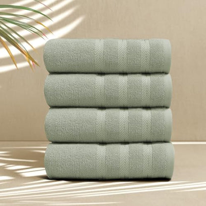 Hearth & Harbor Luxury Hand Towels - 100% Ring Spun Cotton Hand Towels for Bathroom, Shower, Spa, Soft & Absorbent Towels, 4 Piece Set, Sage Green