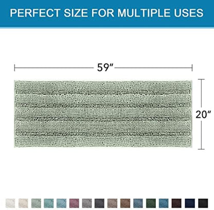 H.VERSAILTEX Bathroom Rugs Bath Mat Runner Rug Non Slip Kitchen Rug Extra Long Bath Rug Runners Oversized 59" x 20" Absorbent Washable Dry Fast Plush Area Rug for Bathroom/Bedroom - Sage