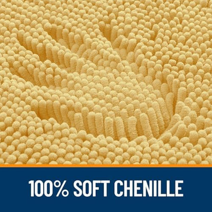 OLANLY Chenille Bathroom Rugs Mats Sets 2 Piece, 47"x20"+24"x20", Yellow
