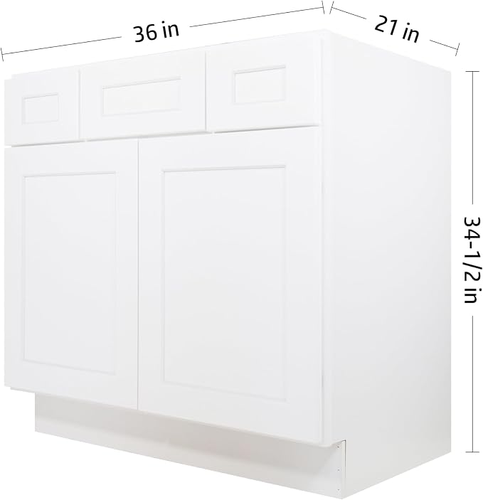 Furinno Shaker 2-Drawer Bath Vanity Cabinet Without Top, Ready to Assemble, 21 D x 36 W x 34.5 H, White