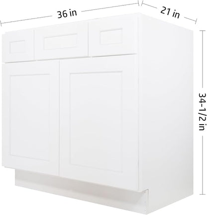 Furinno Shaker 2-Drawer Bath Vanity Cabinet Without Top, Ready to Assemble, 21 D x 36 W x 34.5 H, White