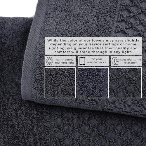 Great Bay Home Bath Towels - 100% Cotton 6 Piece Bath Sheet Set - Diamond Waffle Weave - Absorbent, Durable, Quick-Dry Towels for Bathroom (Stone Blue)