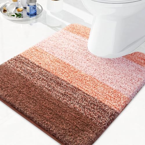 Arotive Microfiber Bathroom Rugs, Soft Absorbent Contour Toilet Rugs, 24x20
