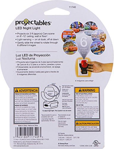 Projectables Pixar Cars LED Kids Night Light, Plug-In, Projector, Dusk-to-Dawn, Lightning McQueen, Galaxy Light, Hallway, Bedroom, Nursery, Playroom, Gaming Room, 11742