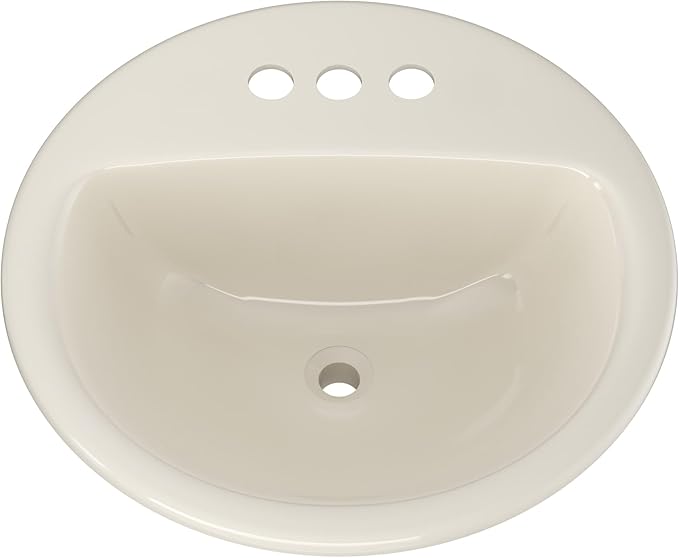 PROFLO PF194R Rockaway 19" Circular Vitreous China Drop In Bathroom Sink with Overflow and 3 Faucet Holes at 4" Centers - Biscuit
