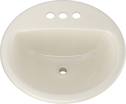 PROFLO PF194R Rockaway 19" Circular Vitreous China Drop In Bathroom Sink with Overflow and 3 Faucet Holes at 4" Centers - Biscuit