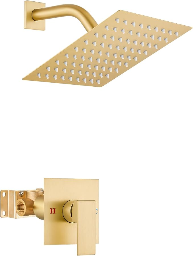 Airuida Brushed Gold Shower Faucet Set,8 Inch Shower Valve Kit