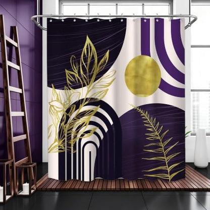 Dark Purple and Gold Extra Long Shower Curtain, Tall 72X78 in
