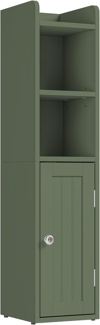 ChooChoo Small Bathroom Storage Cabinet with Adjustable Shelf | 7.1“W * 7.9”D, Corner Floor Cabinet, Narrow Toilet Paper Cabinets, Slim Bathroom Organizers, Small Spaces, Bathroom, Green