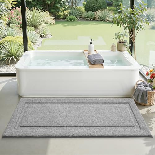 LUMI Ultra Soft Bathroom Runner Rugs, Non Slip Bath Mat 24x60, Grey