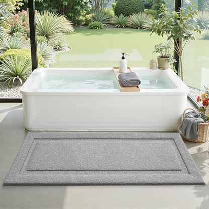 LUMI Ultra Soft Bathroom Runner Rugs, Non Slip Bath Mat 24x60, Grey