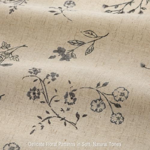 Black Floral Farmhouse Vintage Linen Shower Curtain French Country 72Wx78H